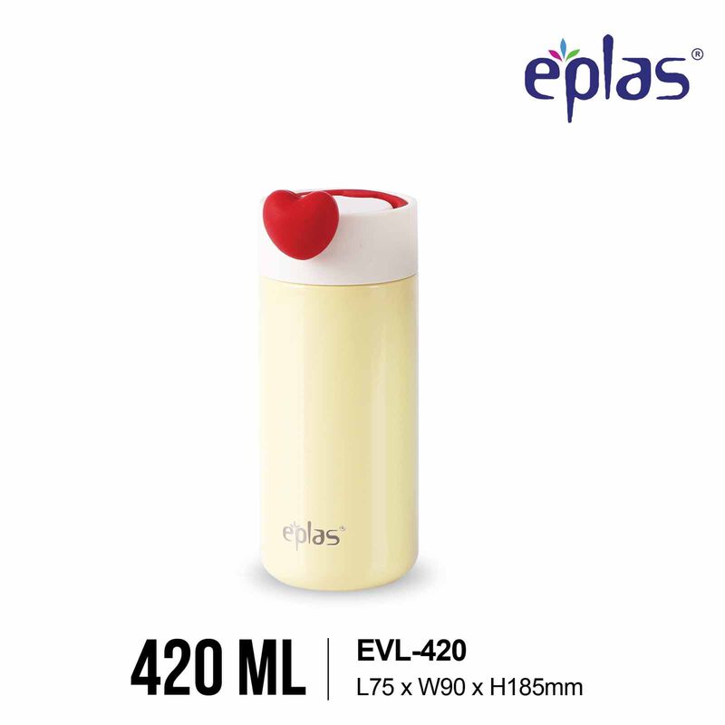 EPLAS Eplas Evl-420 (420ml) Macaron Handy Thermal Bottle W Strainer - Yellow EVL-420-image 1