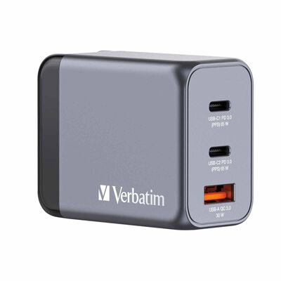 VERBATIM Gan Charger 3 Port 65w Usb A/c (eu/uk/us) VM32201
