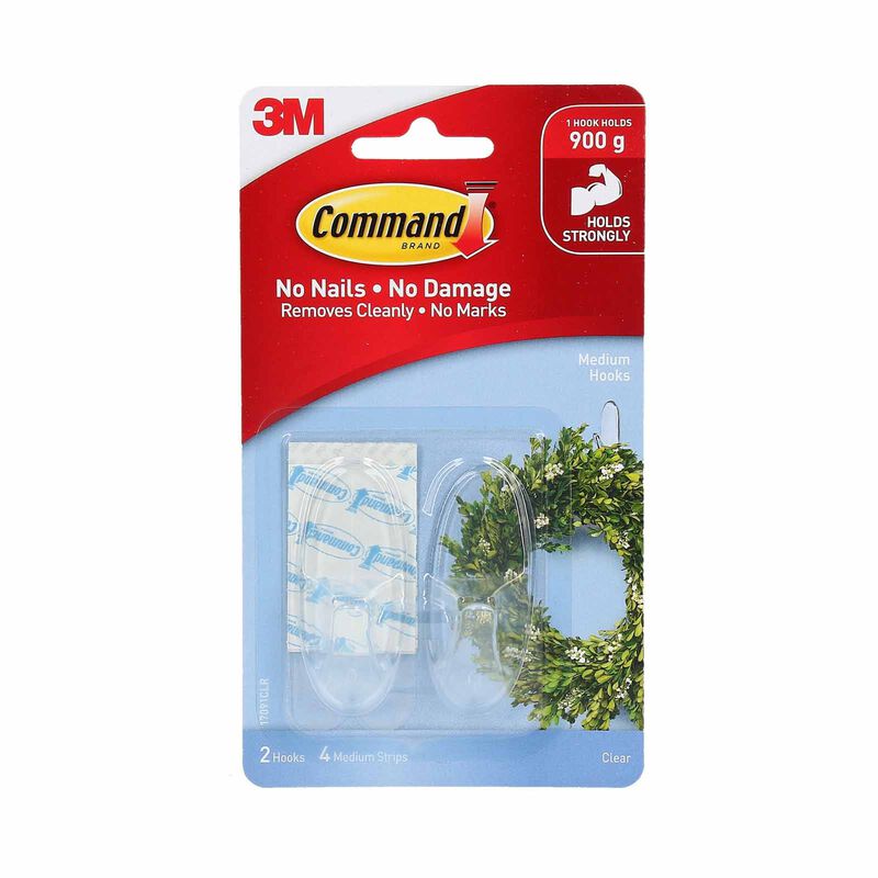 3M COMMAND Medium Hooks 2hooks 4strips 17091CLR-image 1