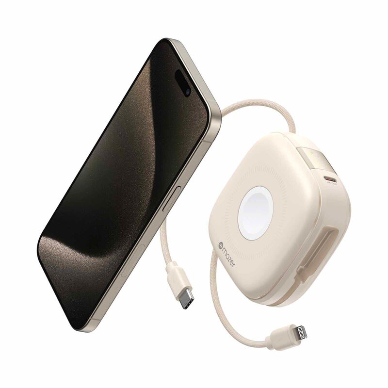 MAZER 10,000mah Qi2 Compatible 15w With Built-in Usb-c+lightning Cables, Apple Watch, Pd20w, Power Bank-cr M-MAGLINK18I-CR-image 4