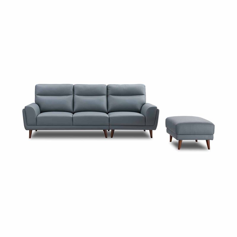 GERBRSI 3 Seater 2.5m+ottoman (hl) Cat A Bluegray Half Leather Sofa HEATHER-image 1