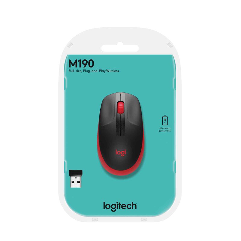 LOGITECH M190 Full-size Wireless Mouse Red 910-005915-image 3