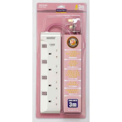 MORRIES 4 Way 3m Extension Cord W/surge Protector (rose Gold) MS3244 (ROSE GOLD)