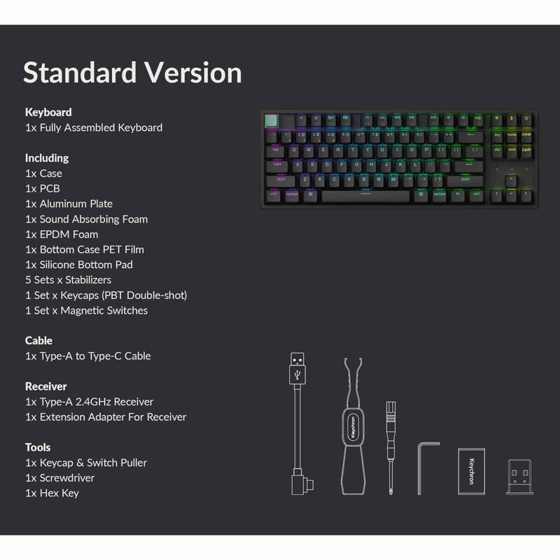KEYCHRON K8 He 80%tkl, 87 Key, Black Full Assembled, Rgb, Hot-swap, Hall Effect Keyboard - Standard Ed. KYCN-K8H-J1-image 8