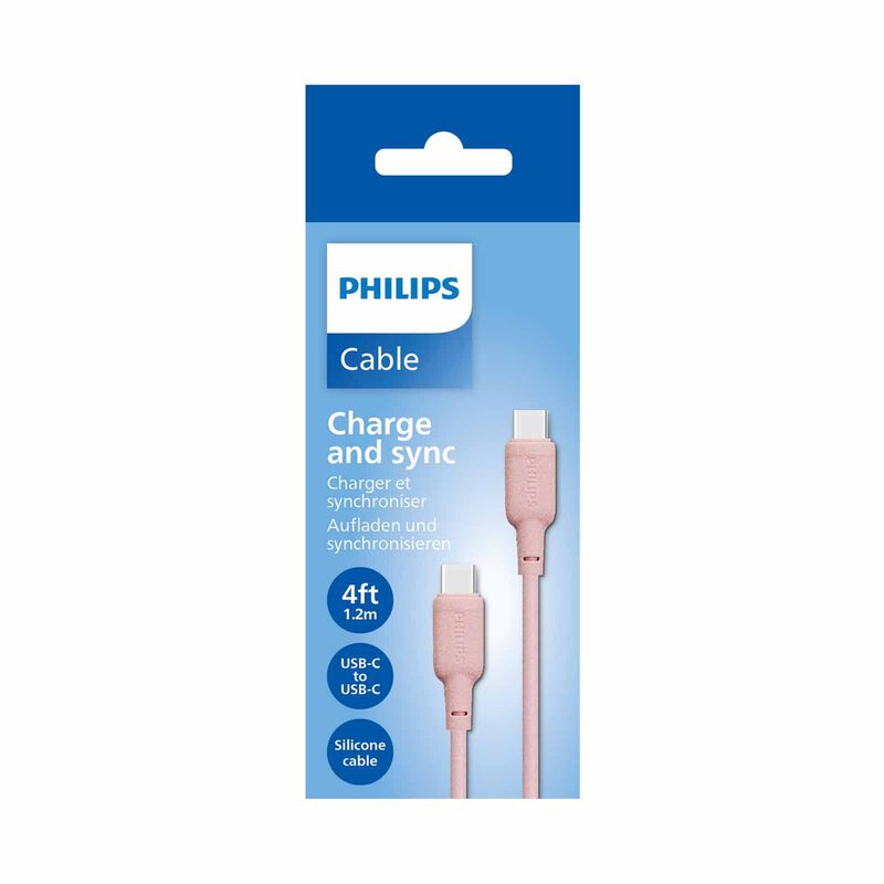 PHILIPS 100 W Usb-c To Usb-c Cable 1.2 M Pink DLC6541CP/00-image 2