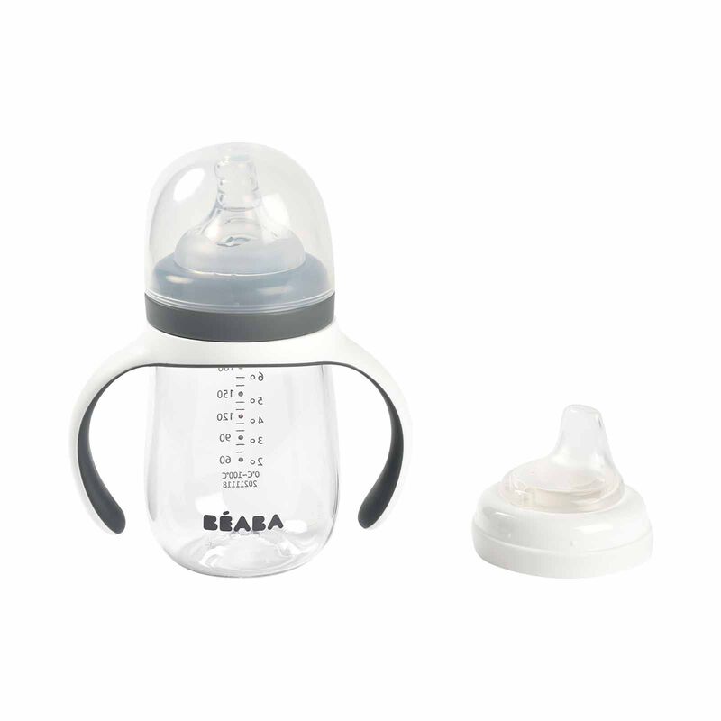 BEABA To Sippy Learning Cup 210ml - Mineral Grey (online) 2 IN 1 BOTTLE-image 2