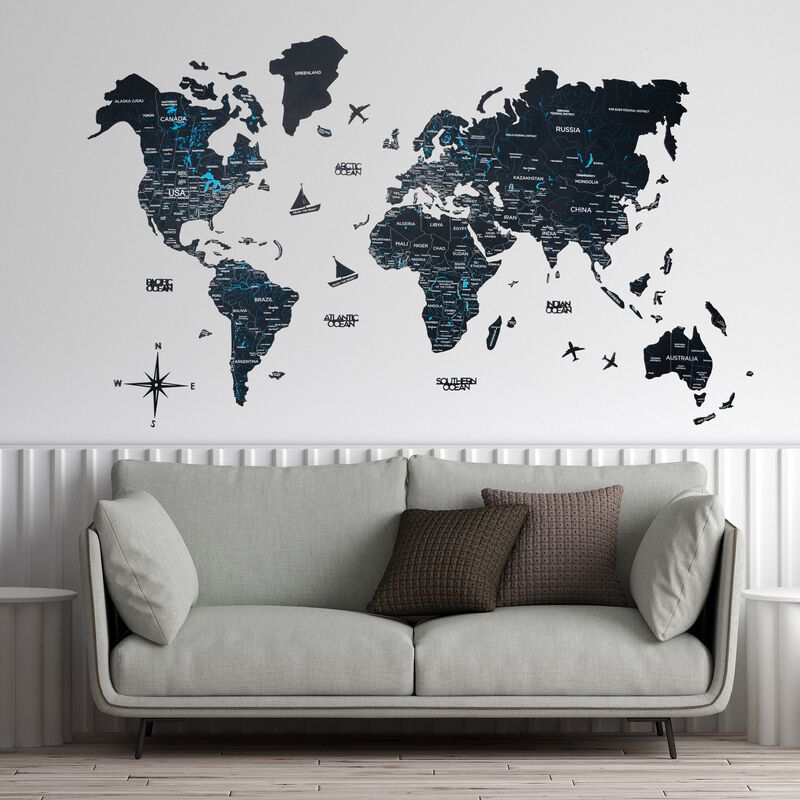 2d Wooden World Map Midnight S ENJOY THE WOOD-image 2