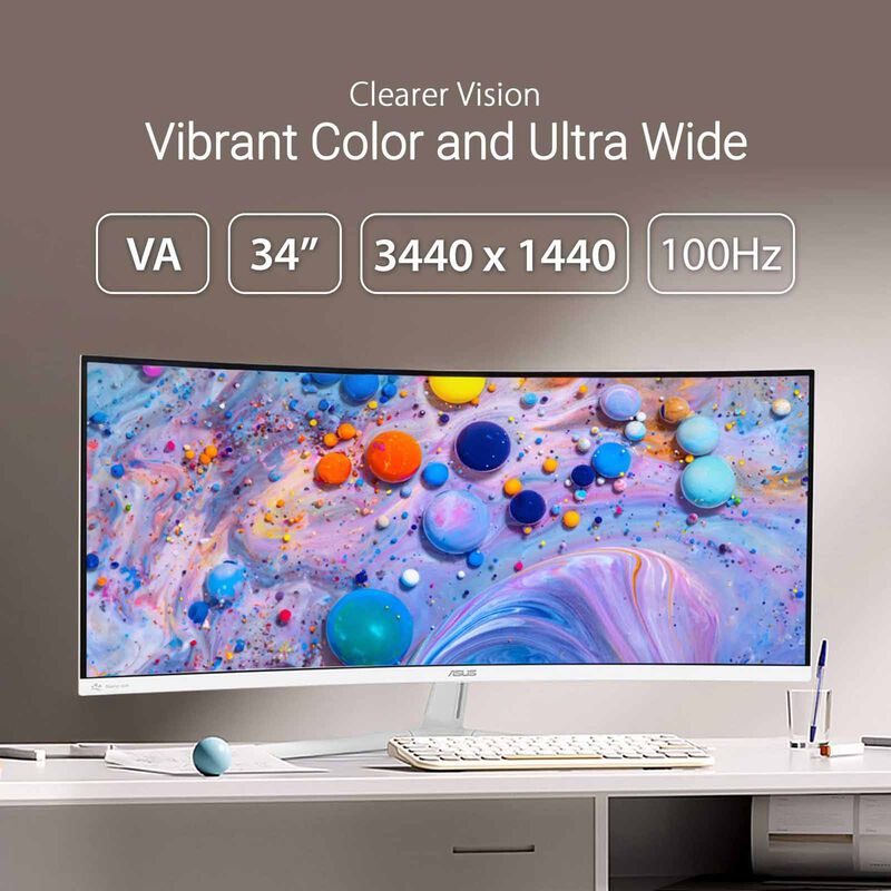 ASUS 34in Eyecare Uwqhd 100hz Gaming Monitor White VU34WCIP-W-image 12