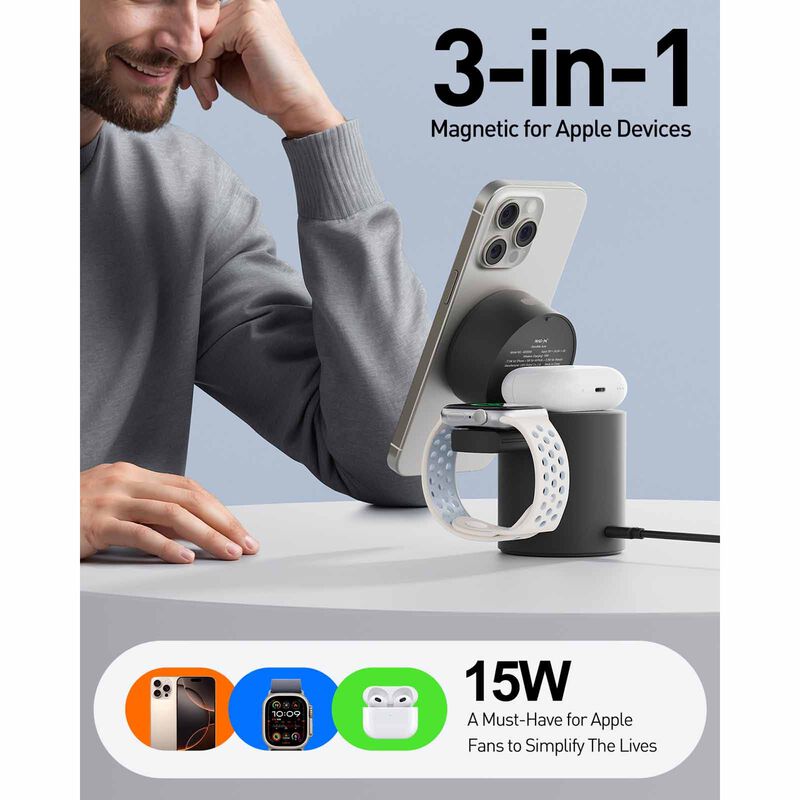 IWALK Power Stand 10000 Qi2 3-in-1 Wireless Charger Black With Auto Rotation MXS006-001A-image 3