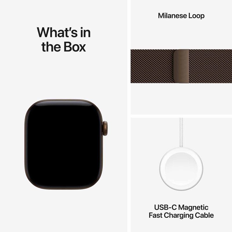 APPLE Watch Series 12 Gps + Cellular 42mm Dark Bronze Aluminium Case With Dark Bronze Milanese Loop MKDK4X/A-image 3