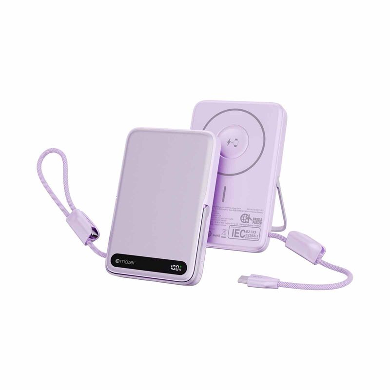 MAZER Maglink 10,000mah Magnetic 15w/apple Watch Charging/usb-c Pd27w Cable Power Bank-lavender M-MAGLINK19-LD-image 1