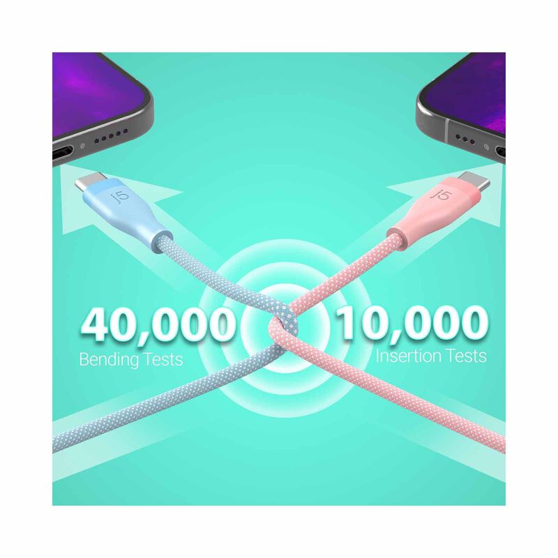 J5CREATE Usb-c 60w Ultra Soft Double-braided Fast Charging Cable (misty Rose) JUCX18L18R-image 3