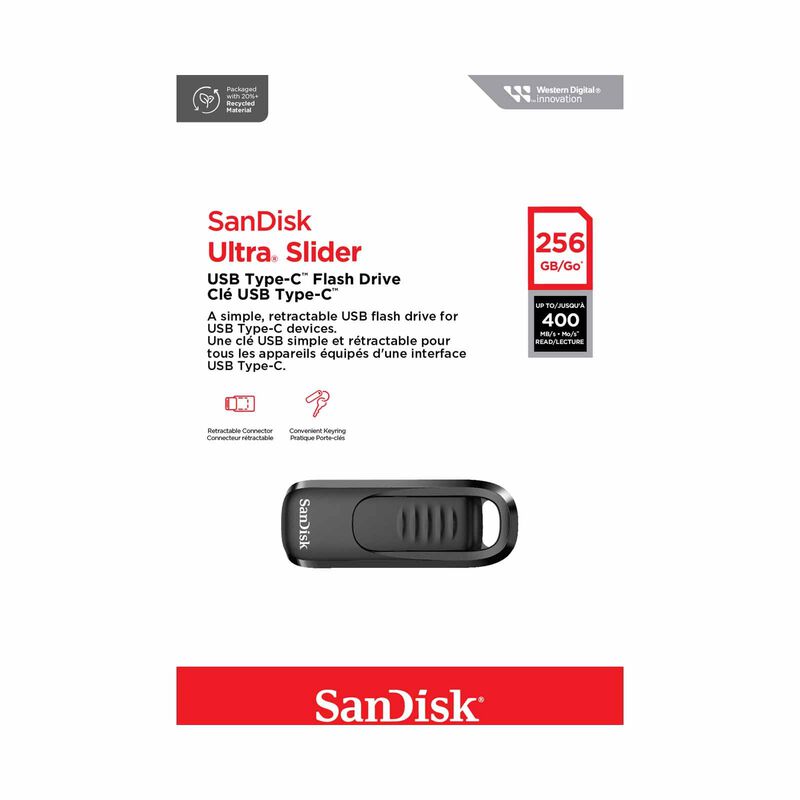 SANDISK Ultra Slider Usb Type-c Drive, Type C, Cz480, 256gb, Black, Retractable Design SDCZ480-256G-G46-image 5