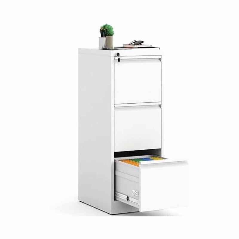 STEELCRAFT Filex 3 Drawer Vertical Filing Cabinet White38 X50 X 103 H FILEX-image 1