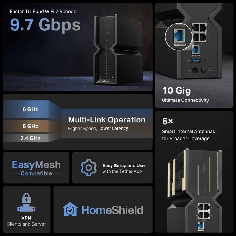 TP LINK Be9700 Tri-band Wi-fi 7 Router TPL-ARCHER BE550 PRO-image 4