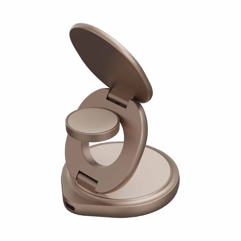 BAZIC Gomag Gyre, 360 Rotating Base 3 In 1 Wireless Charger With Apple Watch And Airpods Charging - Gold GM-GYRE360-GLD-image 3