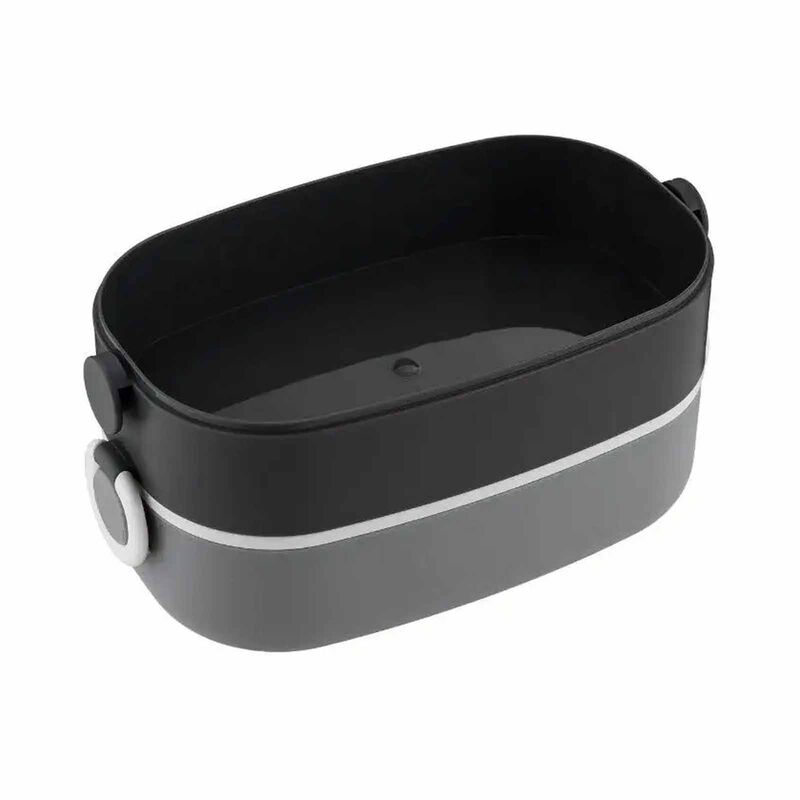 LA GOURMET Snack N-sip 1600ml 2-tier Lunch Box - Grey LGPG433619-image 4