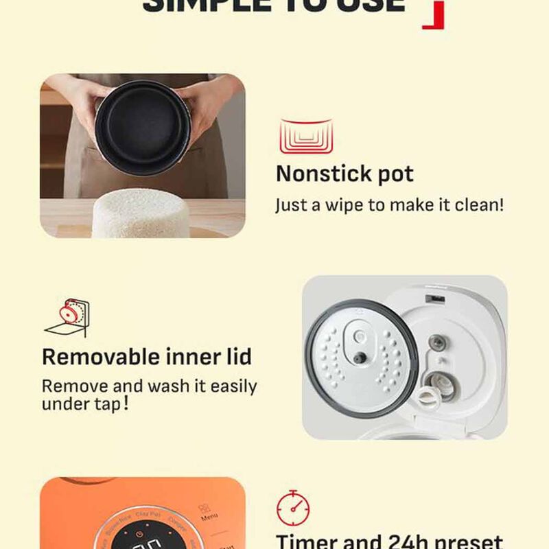 TEFAL Pop Fuzzy Logic Rice Cooker (0.7l) - Rise RK535A-image 4