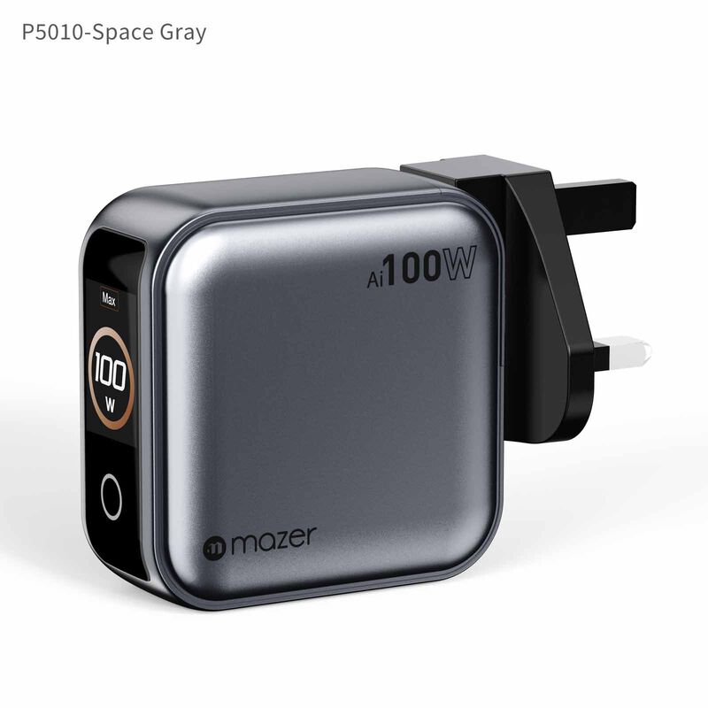 MAZER Ai Prestigegan Pd100w 2c1a Mini Wall Charger-grey M-AI-G100W-V7UK-GY-image 3