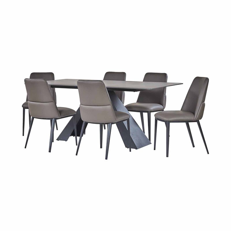 7 Piece Dining Set (beige) HANWELL-image 4