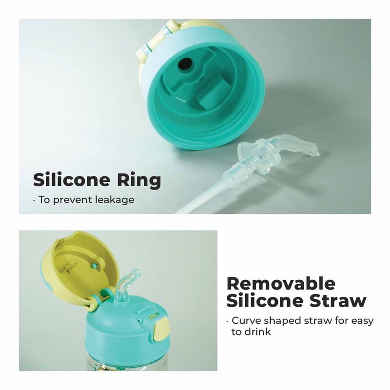 EPLAS Bpa One-touch Kid Bottles W/silicone Straw (450ml) -green EGQP-450-image 2