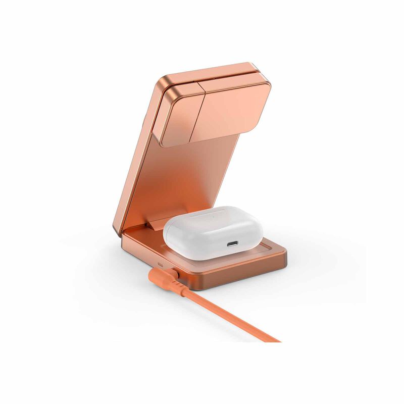 MAZER Qi2.2 25w Foldable 3in1 Total 35w Wireless Charging Stand-sunset Orange M-MAGFOLD07-SO-image 4