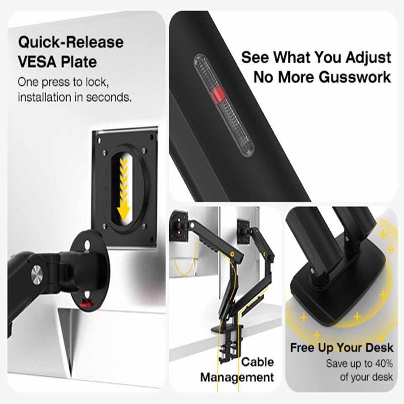NORTHBAYOU Monitor Arm Fits 17-32 Inches, Hold 2-9 Kg Vesa 75 X 75 / 100 X 100 A5C - BLACK-image 8
