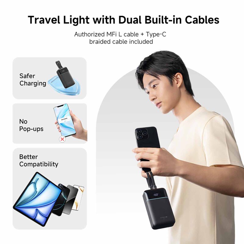 CUKTECH Powerbank 20000mah Pd 40w C+l Cable CKB200NLMXGY-image 7