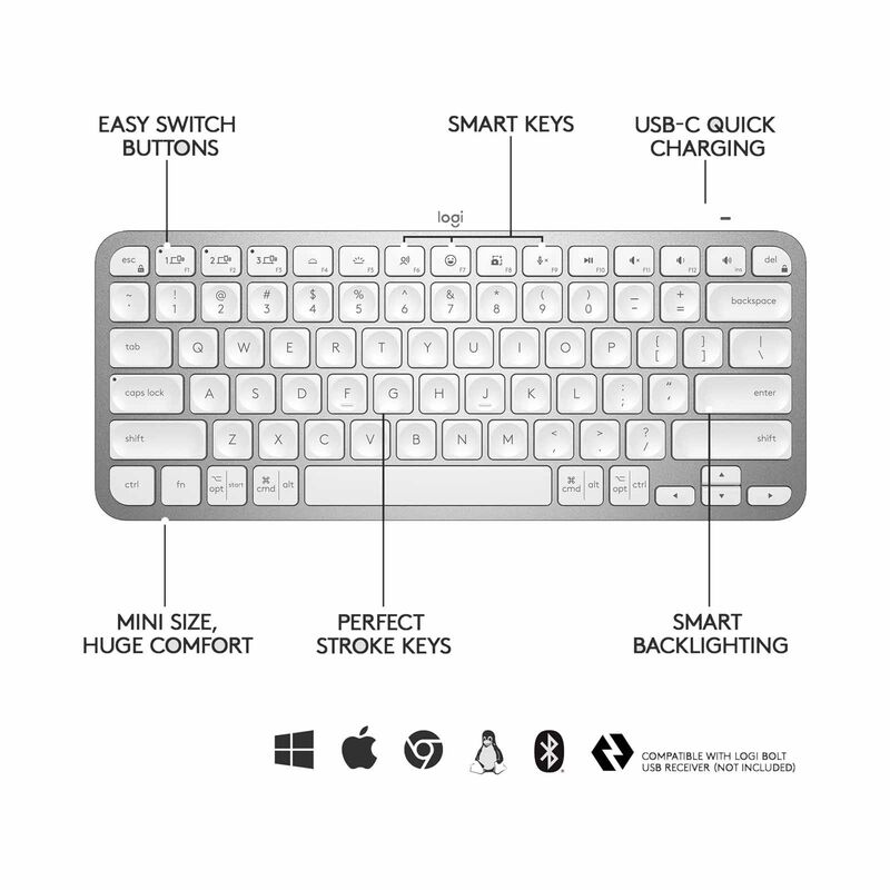 LOGITECH Logi Mx Keys Mini For Mac Keyboard Pale Grey 1y 920-010528-image 6