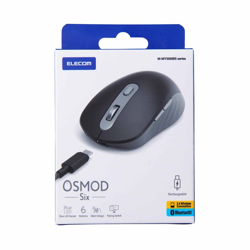 ELECOM 6 Btn Dual Mode Bt & Wless Rechargable Silent Mouse - Black M-MY35MBSBK-G-image 2