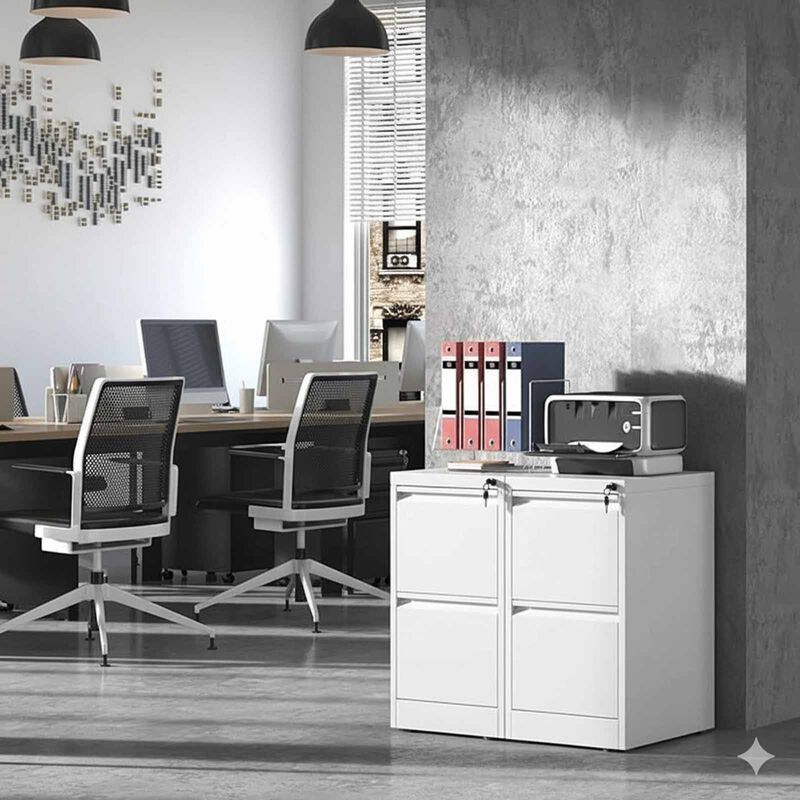 STEELCRAFT Filex 2 Drawer Vertical Filing Cabinet White38 X 50 X 73 H FILEX-image 2