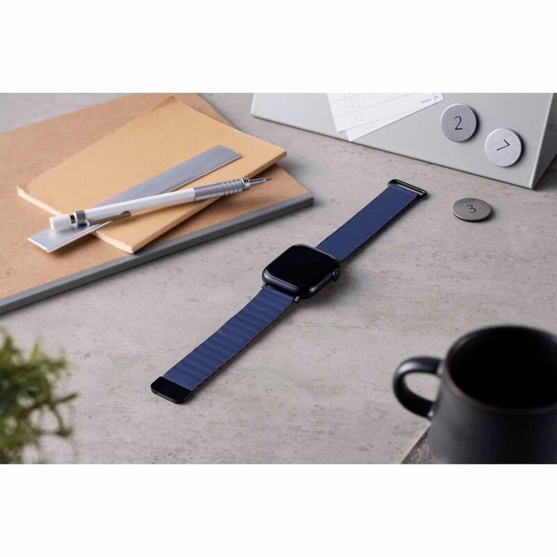 ELECOM Magnetic Soft Leather Apple Watch Band 49/45/44/42mm (navy) AW-45BDLMAGNV-image 6