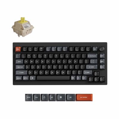 KEYCHRON V1 Ultra 8k 75% 82 Key Black Knob Rgb Hot-swap Silk Pom Banana Switch KYCN-V1U-D4