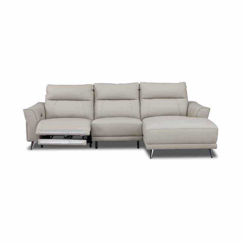 GERBRSI L Shaped Recliner (hl) Right Cat A Grey Half Leather Sofa FAYE-image 5