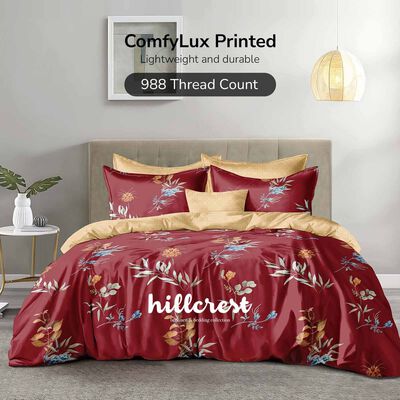 HILLCREST Hillcrest I Comfylux Printed 988tc I Red Whisper Single Fitted Sheet ( Oe ) 7467 - A I S I FS I REDWHISPER