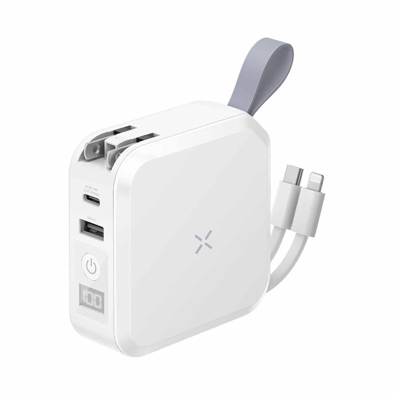 BAZIC Goport Travel 10k, 10000mah Universal Wall Charger With Built-in Cable - White CHR-GPT-10K-WHT-image 1