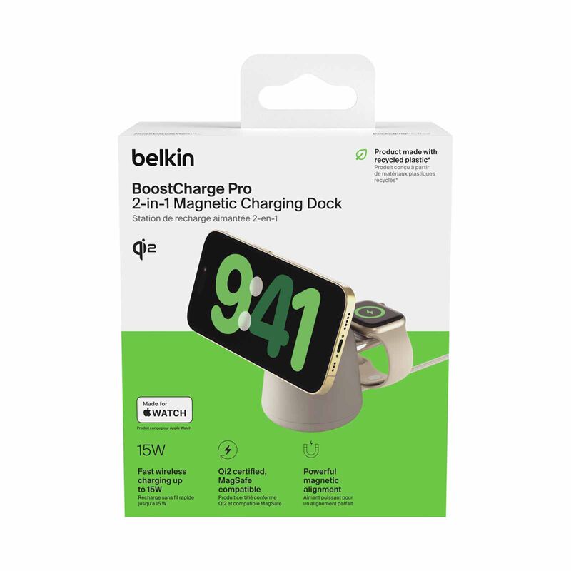 BELKIN Qi2 2/1 Wireless Charging Dock Sand Mass Non-psu WIZ027BTH37-image 4