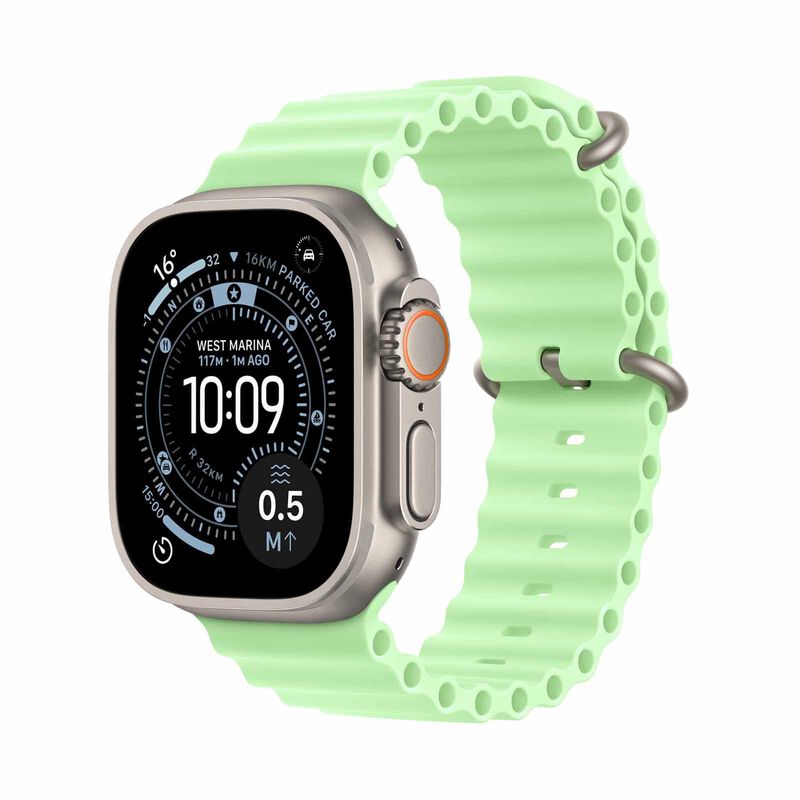 APPLE 49mm Neon Green Ocean Band - Natural Titanium Finish MGCF4FE/A-image 2