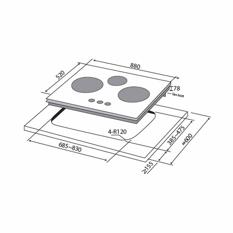 MAYER 88cm 3 Burner Gas Hob - Matte Grey (lpg/pub) (exclude Installation) MGH388HI-MGY-image 3