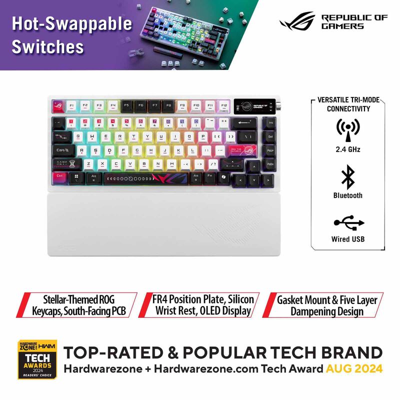ASUS Rog Azoth X Nx Strom Wireless Custom Keyboard M704 - AZOTH X NX/SM (PBT)-image 1