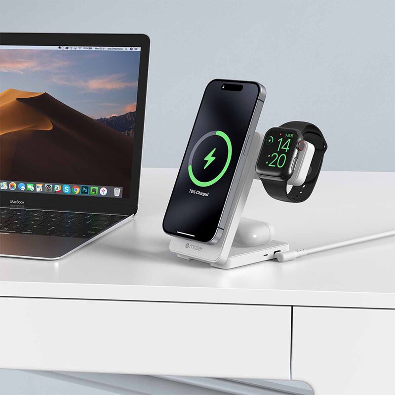 MAZER Qi2 Foldable 3in1 Total 25w Wireless Charging Stand-white M-QI2-MAGFOLD06-WH-image 8