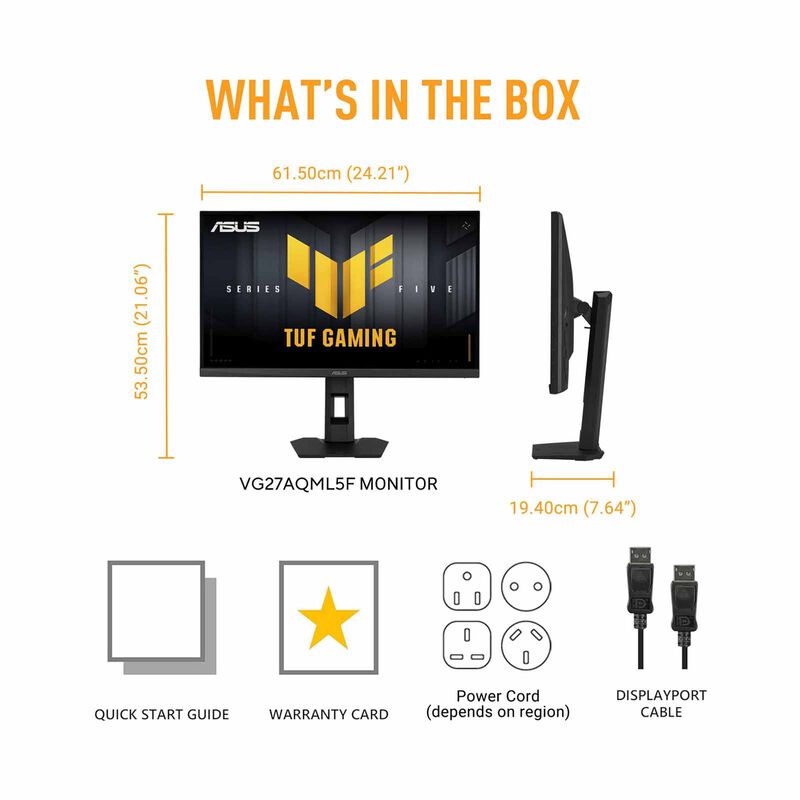 ASUS 27in Tuf Gaming Qhd 320hz Ips Height Adj Gaming Monitor VG27AQML5F-image 6