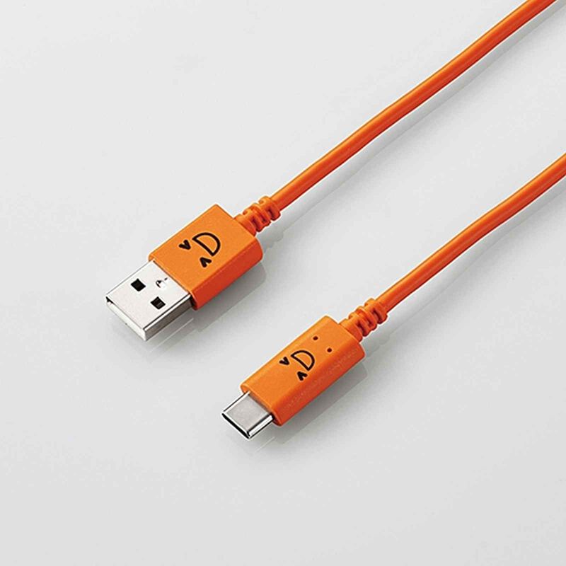 ELECOM Usb Cable (look/a-c) Orange/1.2m MPA-FAC12CDR-image 1