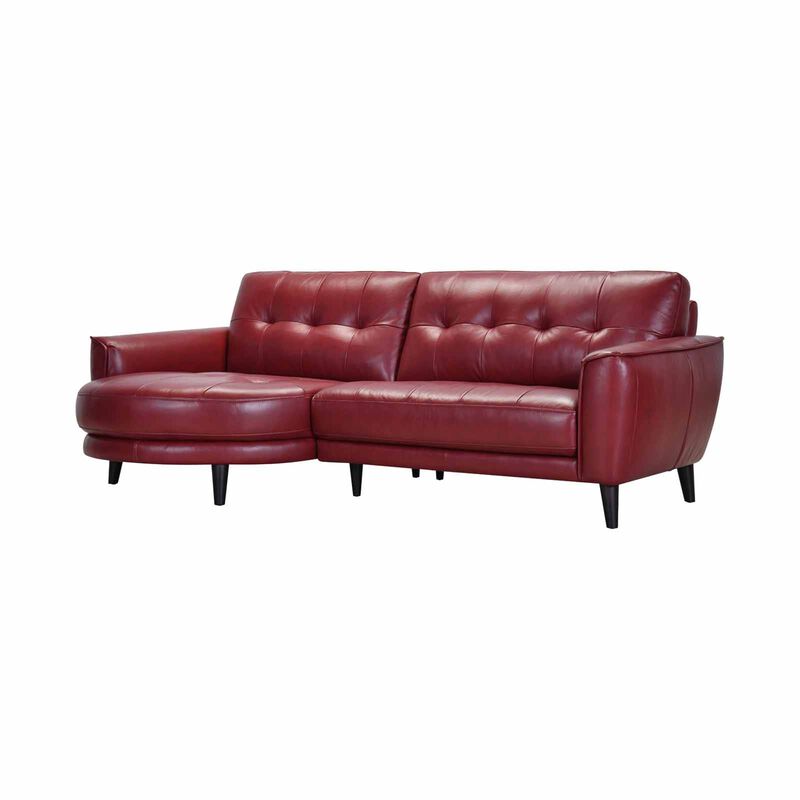 MUZE L Shaped Curve (fl) C13 Maroon Left Full Leather Sofa IMOGEN-image 2