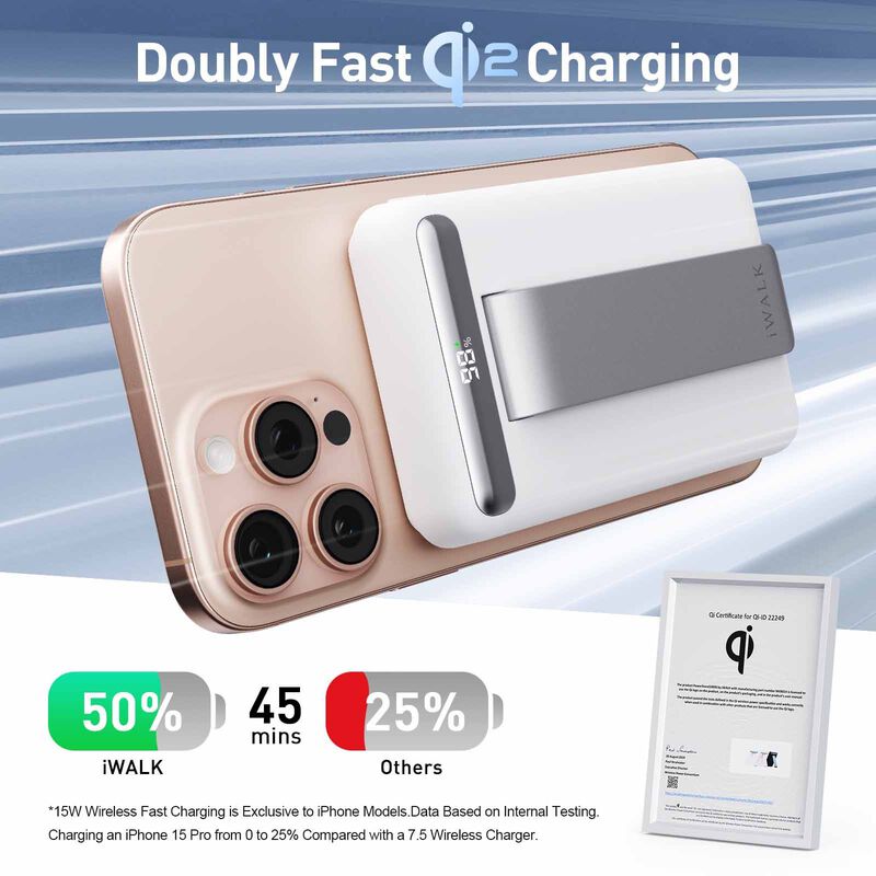 IWALK Powerstand 10000mah Qi2 Magnetic Wireless Fast Charger With Multi-angle Adjustable Stand White MXB014-002A-image 11