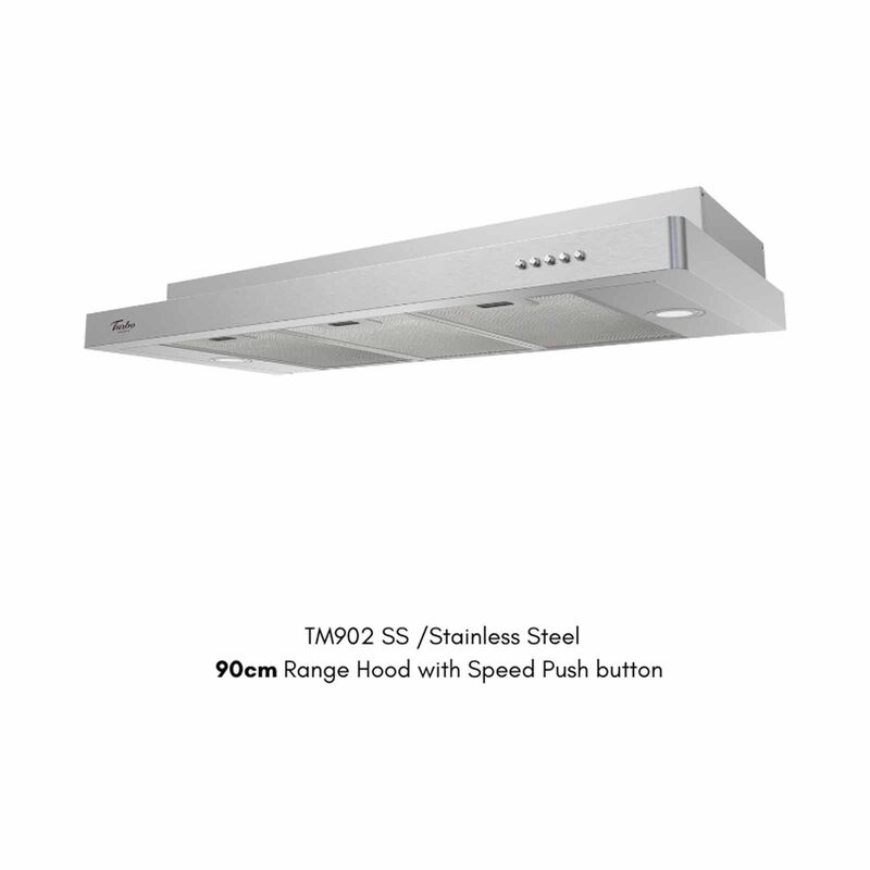 TURBO 90cm Cooker Hood With Push Button (excl. Install) TM902-SS-image 1