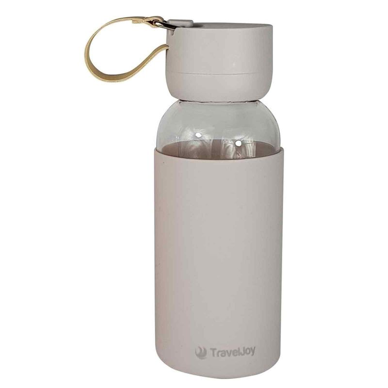 TRAVELJOY Glass Bottle With Sillicone Sleeve Lagoon Grey (400ml) (special Buy) TJGBTL-LGY-image 1