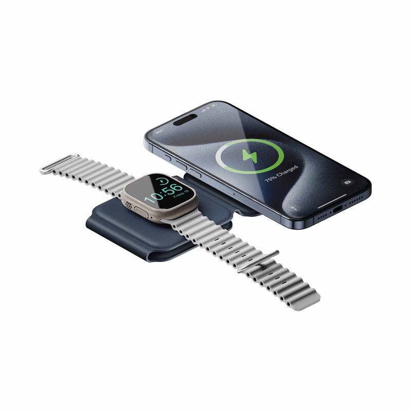 BAZIC Gomag Trio Plus, 3in1 Elevated Foldable Magnetic Wireless Charger 15w Iphone/watch/airpods - Navy GM-TRIOPLUS-BLU-image 3