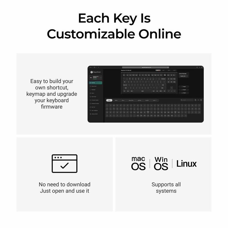 KEYCHRON V3 Ultra 8k 80% 87 Key Black Knob Rgb Hot-swap Silk Pom Red Switch KYCN-V3U-D1-image 8