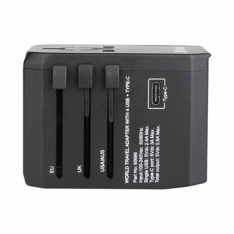 VERBATIM Universal Travel Adapter - 5 Port (1 Type C, 4 Usb) Black VM65686-image 2